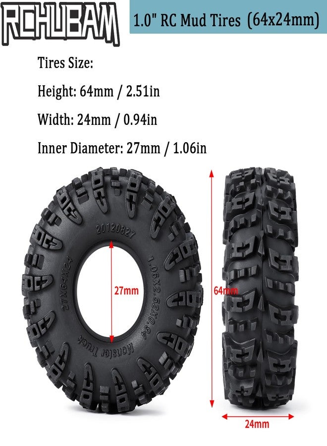 RCHUBAM 1.1" RC Tires 64x24mm TRX4M Large Soft Rubber 1.0" RC Crawler Tires Width 24mm Compatible with TRX4M 1/18 RC Crawler Car Upgrade Parts, #A - Image 2
